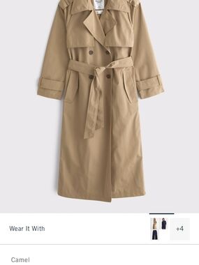 Abercrombie & Fitch Camel Double-Breasted Trench Coat